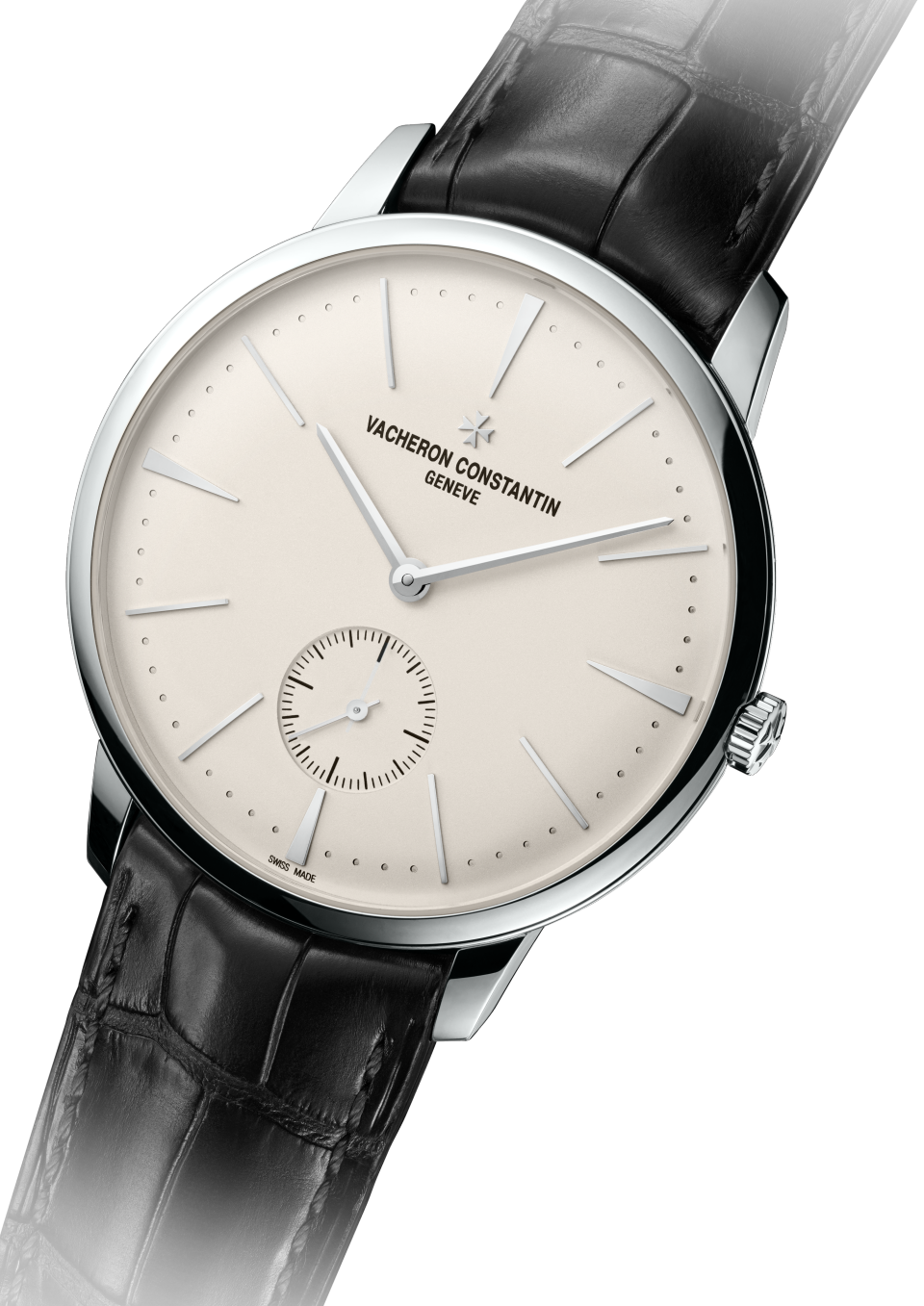 3/4 ракурс - Пакшот - Часы - Patrimony с ручным заводом - 42 mm Белое золото c Кожа аллигатора ремешком