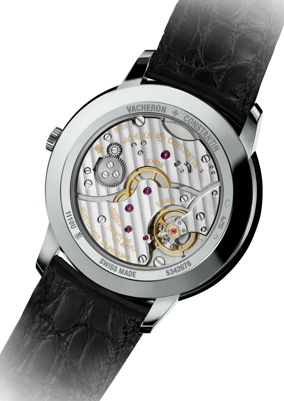 3/4 ракурс - Пакшот - Часы - Patrimony с ручным заводом - 42 mm Белое золото c Кожа аллигатора ремешком