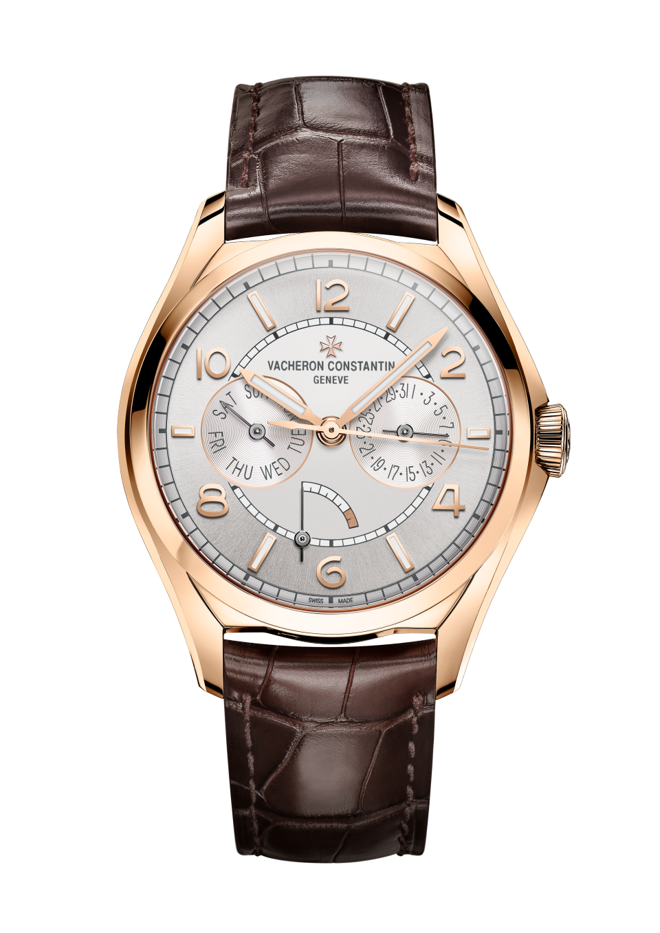 Вид спереди - Пакшот - Часы - Fiftysix с индикацией дня недели и даты - 40 mm Розовое золото c Кожа аллигатора ремешком