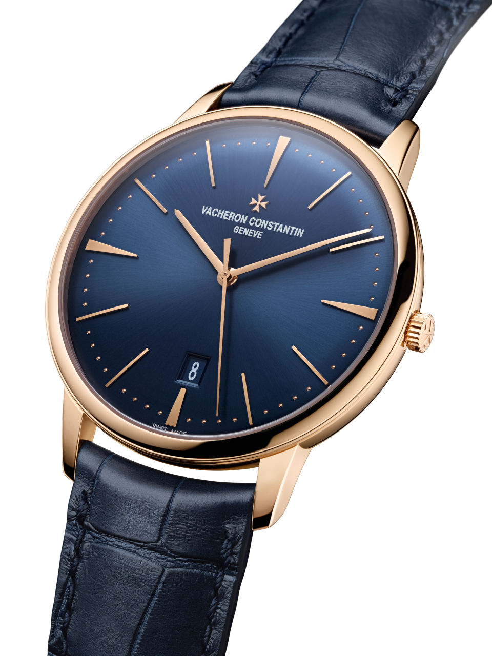 3/4 ракурс - Пакшот - Часы - Patrimony с автоматическим подзаводом - 40 mm Розовое золото c Кожа аллигатора ремешком