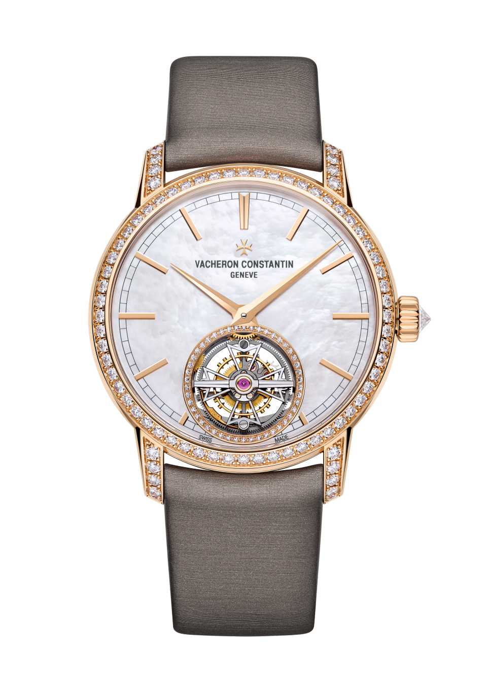 Вид спереди - Пакшот - Часы - Traditionnelle с турбийоном - 39 mm Розовое золото c Атлас, Кожа аллигатора Ремешки