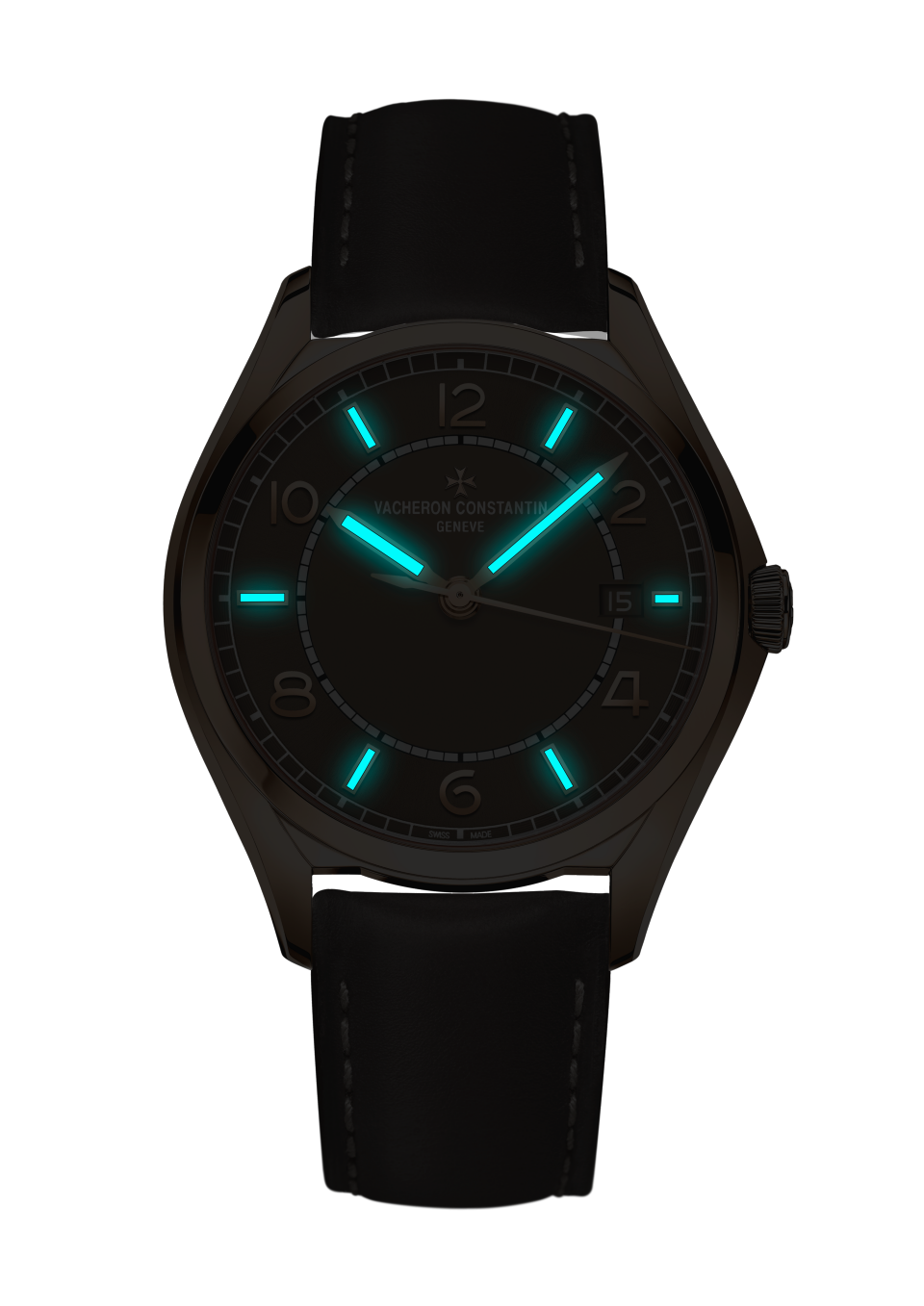 Vue de nuit - Plan produit - Montre - Fiftysix automatique - 40 mm Or rose avec Cuir de veau bracelet