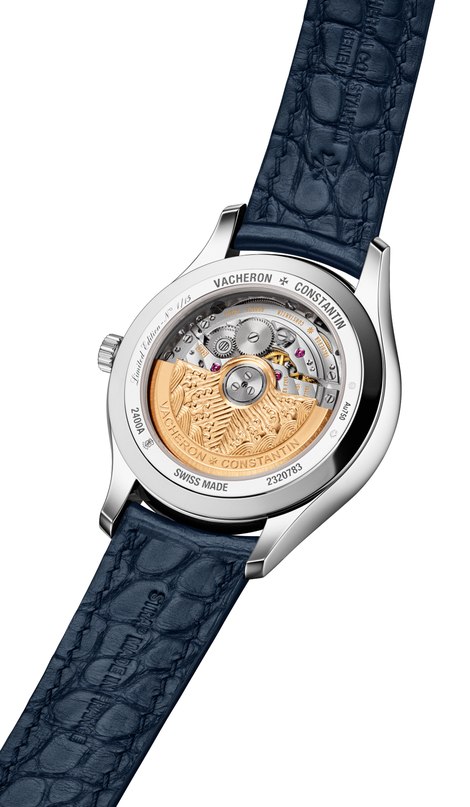Vista posteriore - Packshot - Orologio - Métiers d’Art Omaggio ai simboli tradizionali - Eterno fluire - 38 mm Oro bianco con Pelle di alligatore cinturino