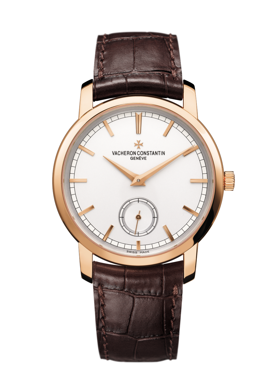 Вид спереди - Пакшот - Часы - Traditionnelle с ручным заводом - 38 mm Розовое золото c Кожа аллигатора ремешком