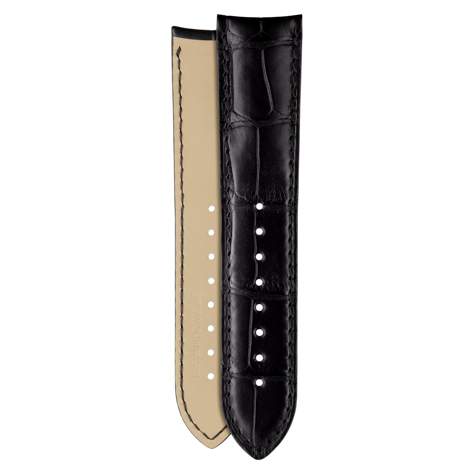 Half-matte black alligator strap for Vacheron Constantin watches - XF082921 Front & Back