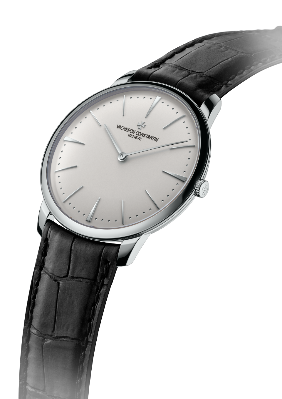 3/4 ракурс - Пакшот - Часы - Patrimony с ручным заводом - 40 mm Белое золото c Кожа аллигатора ремешком