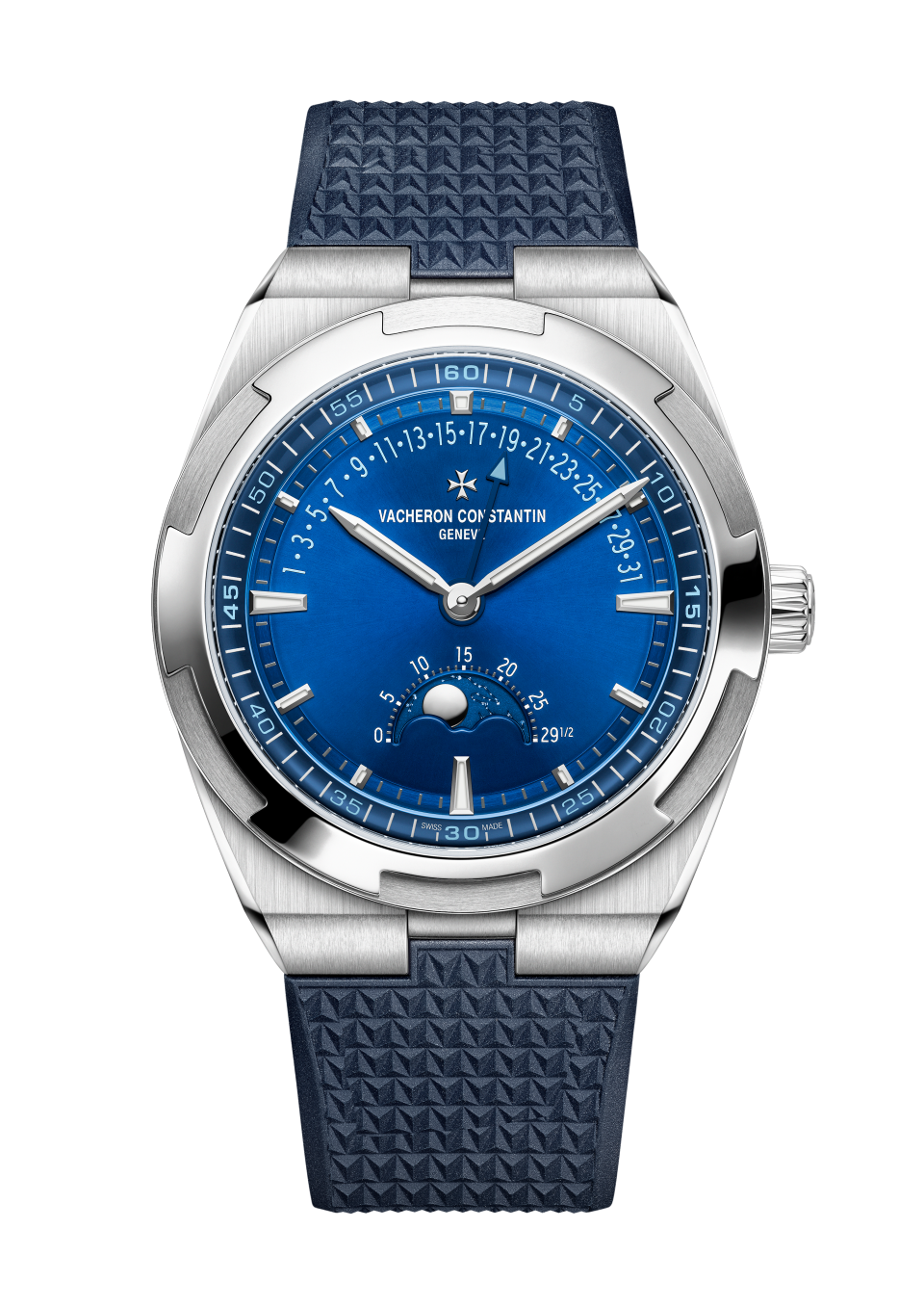 Vue alternative - Plan produit - Montre - Overseas phase de lune date retrograde - 41 mm Acier avec Veau grainé, Caoutchouc Bracelets