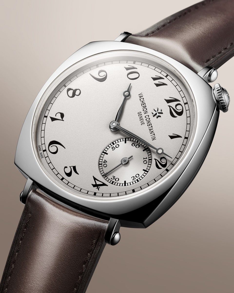 Vue 3/4 - Plan produit - Montre - Historiques American 1921 - 40x40 mm Or blanc avec Cuir de veau bracelet