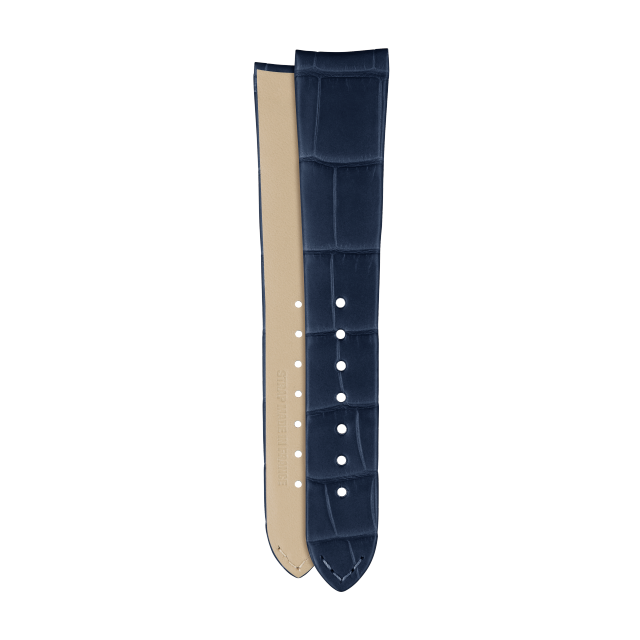 Armband aus Alligatorleder in halbmattem Dunkelblau für Vacheron Constantin Uhren - XF082118 Front & Back