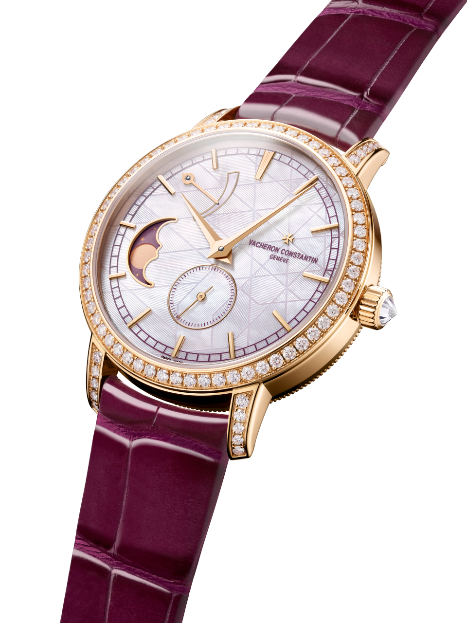 3/4 ракурс - Пакшот - Часы - Traditionnelle с указателем фаз Луны - 36 mm Розовое золото c Кожа аллигатора ремешком