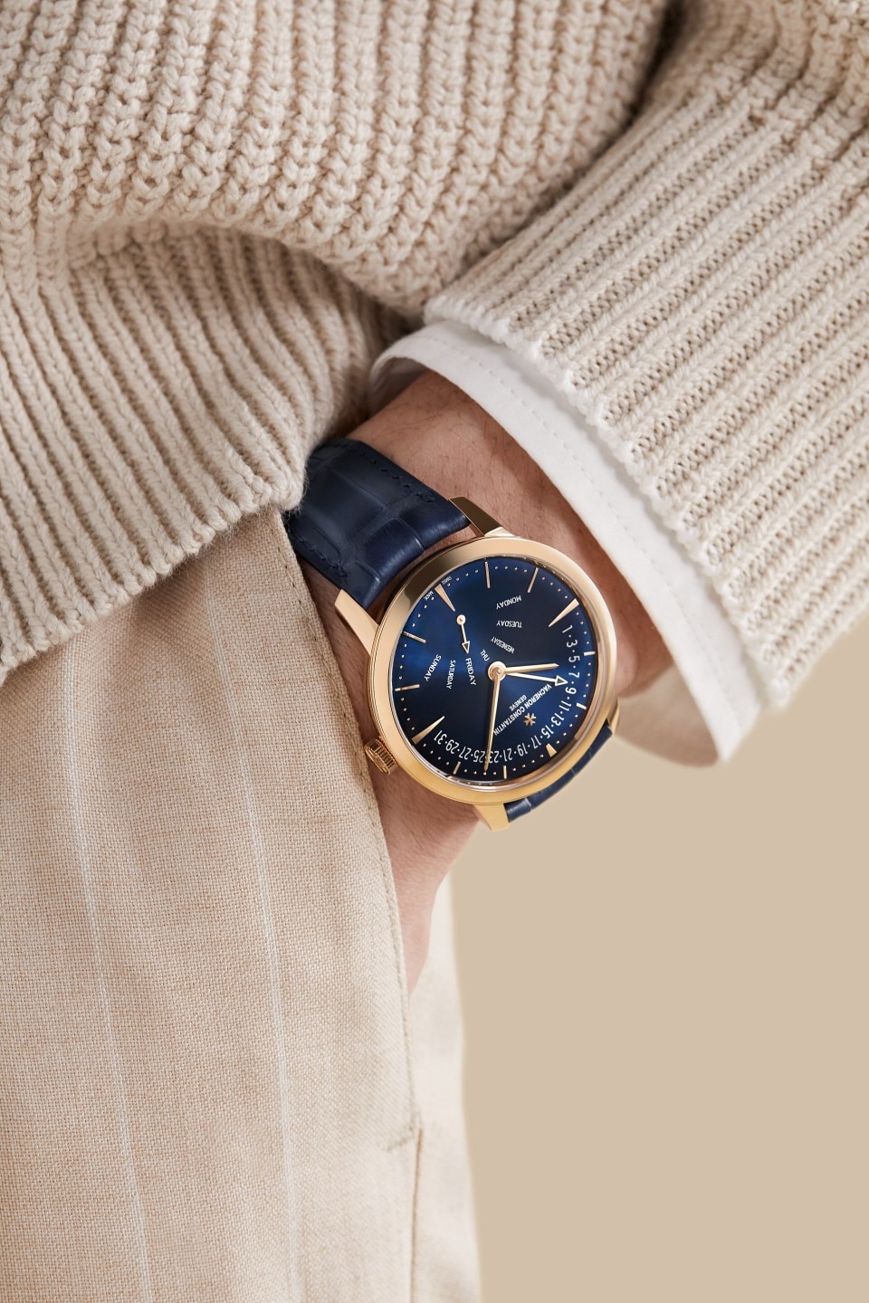 Patrimony retrograde day date 42.5 mm Pink Gold