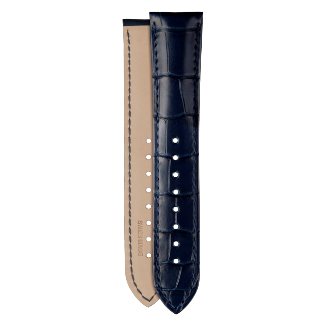 Half-matte dark blue alligator strap