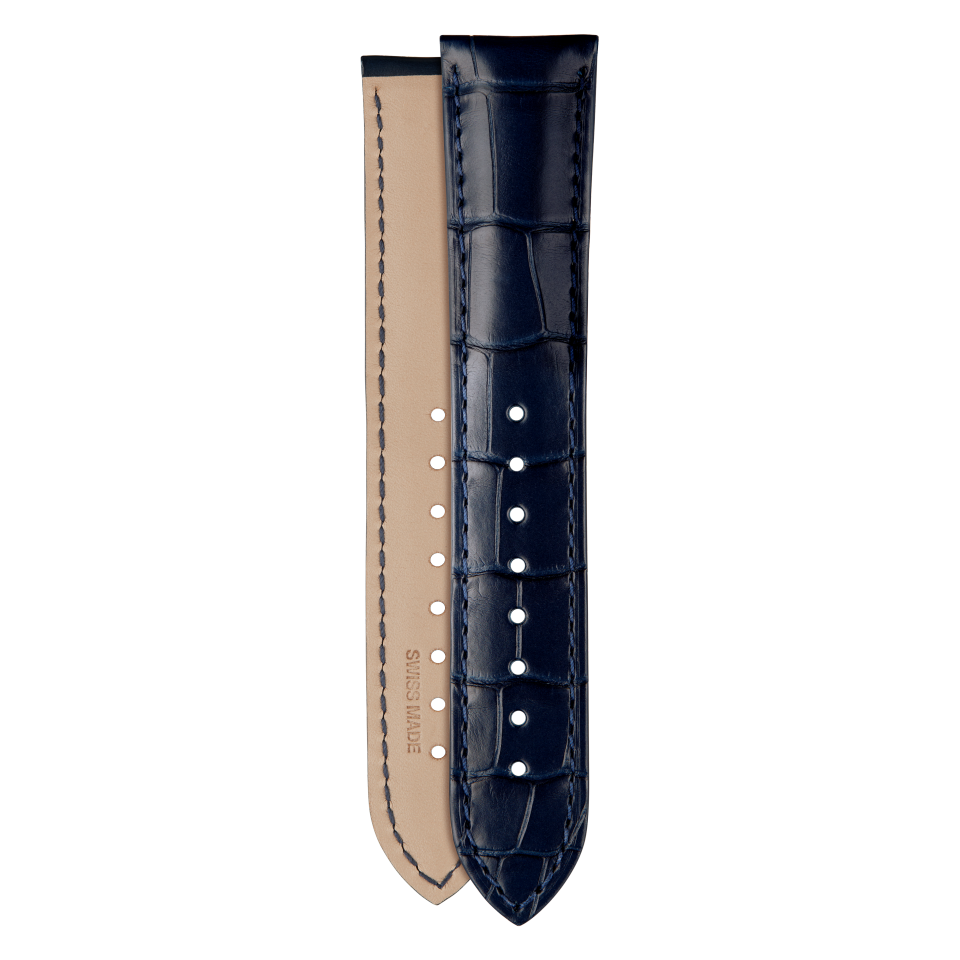 Half-matte dark blue alligator strap for Vacheron Constantin watches - XF082829 Front & Back