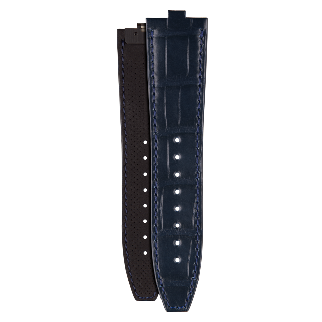 Half-matte dark blue alligator strap