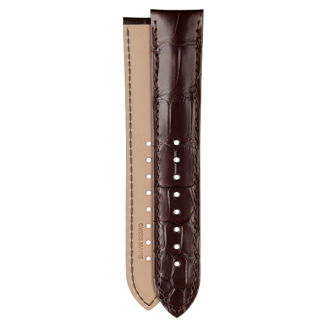 Half-matte dark brown alligator strap