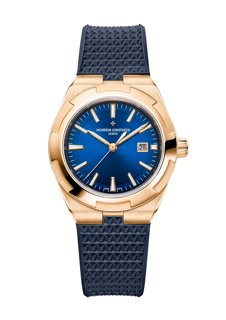 Alternative view - Packshot - Watch - Overseas self-winding - 34.5 mm Pink Gold with Rubber, Grained calfskin leather straps