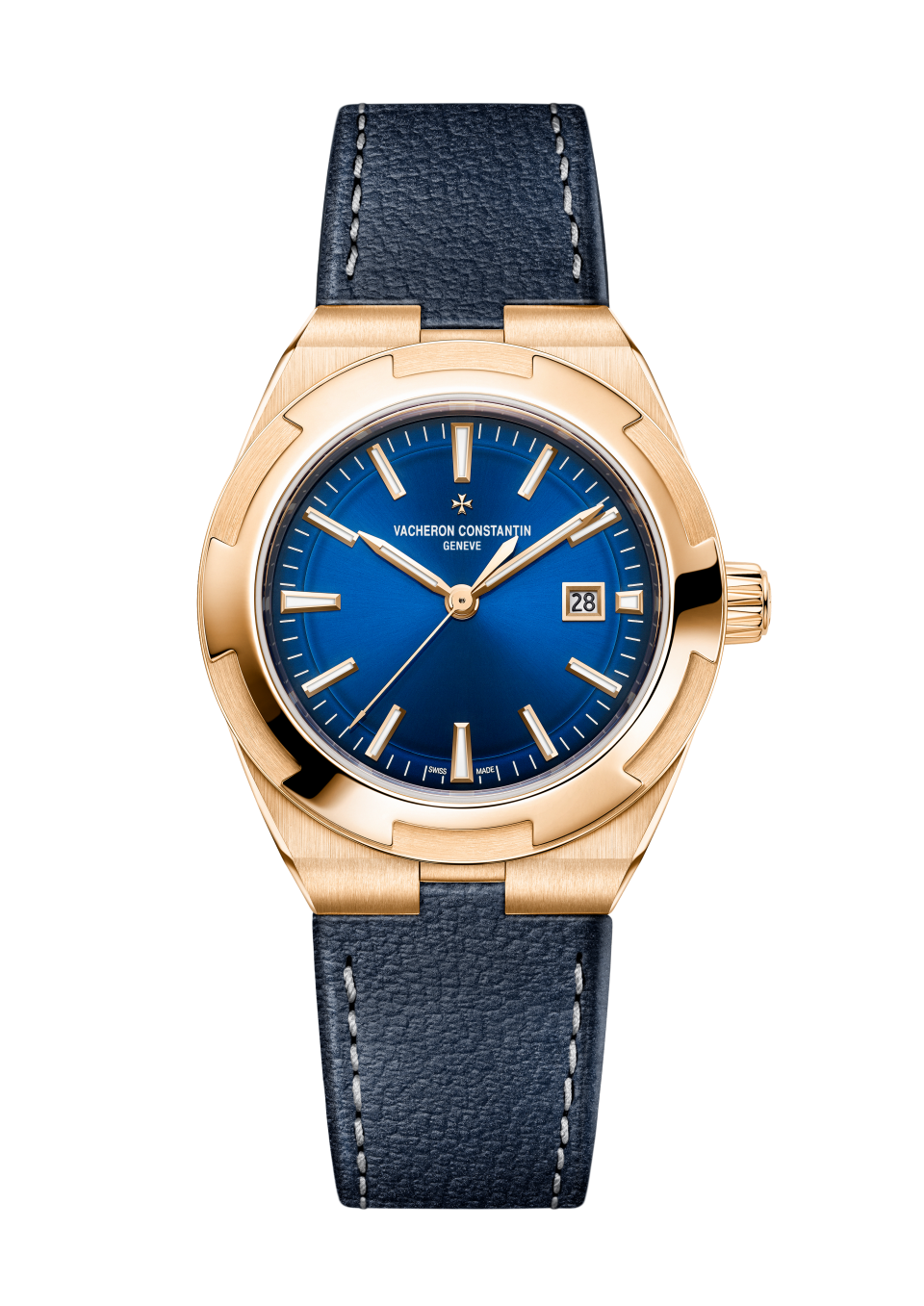 Alternative view - Packshot - Watch - Overseas self-winding - 34.5 mm Pink Gold with Rubber, Grained calfskin leather straps