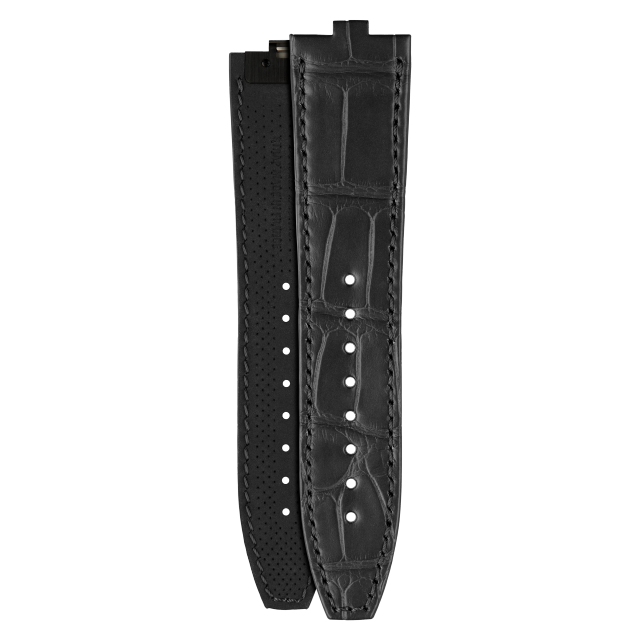 Half-matte black alligator strap