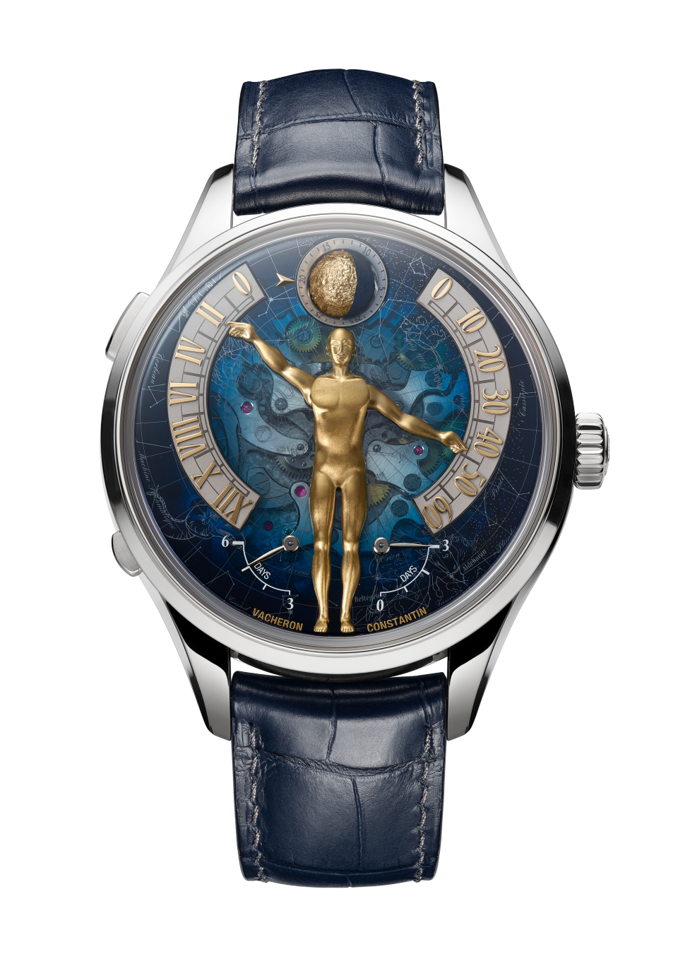 앞면 이미지 - 팩샷 - 시계 - Métiers d'Art 트리뷰트 투 더 퀘스트 오브 타임 - 43 mm 화이트 골드 포함 엘리게이터 레더 스트랩
