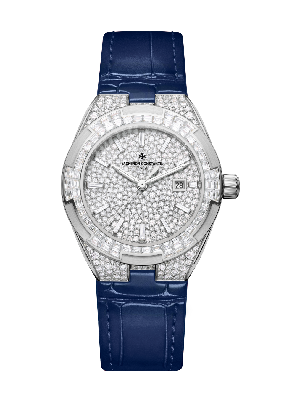 Vista alternativa - Packshot - Orologio - Overseas automatico Alta Gioielleria - 35 mm Oro bianco con Pelle di alligatore, Caucciù, Oro bianco Cinturini