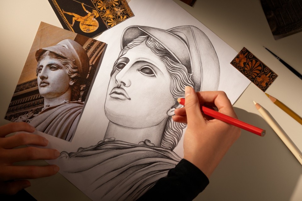  - Image - Watch - Métiers d'Art Tribute to great civilisations - Athéna de Velletri - 42 mm Pink Gold with Alligator leather strap