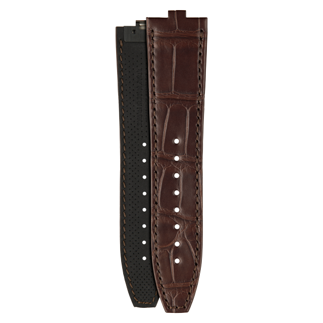 Half-matte dark brown alligator strap