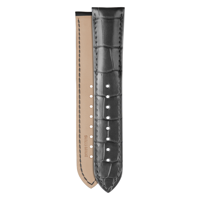 Half-matte dark grey alligator strap