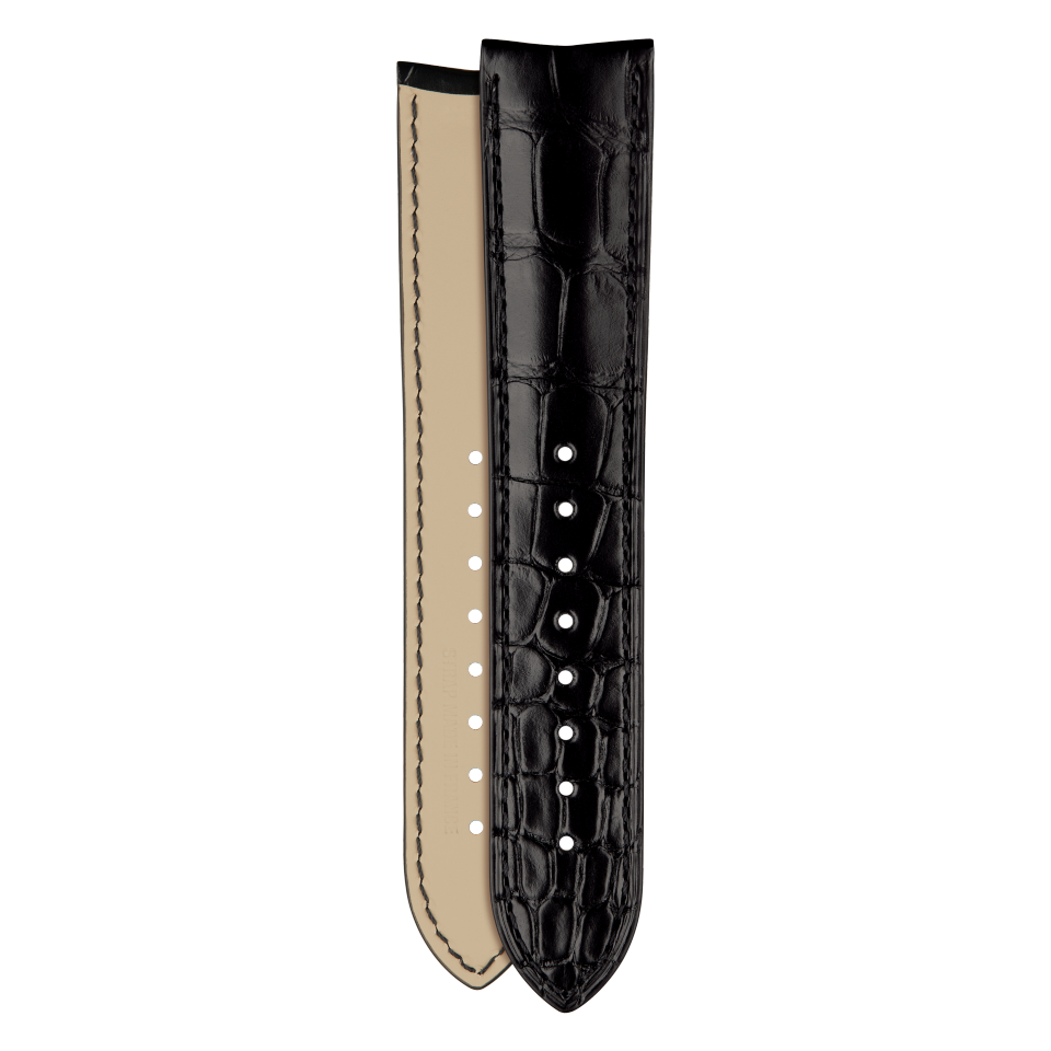 Half-matte black alligator strap for Vacheron Constantin watches - XF082917 Front & Back