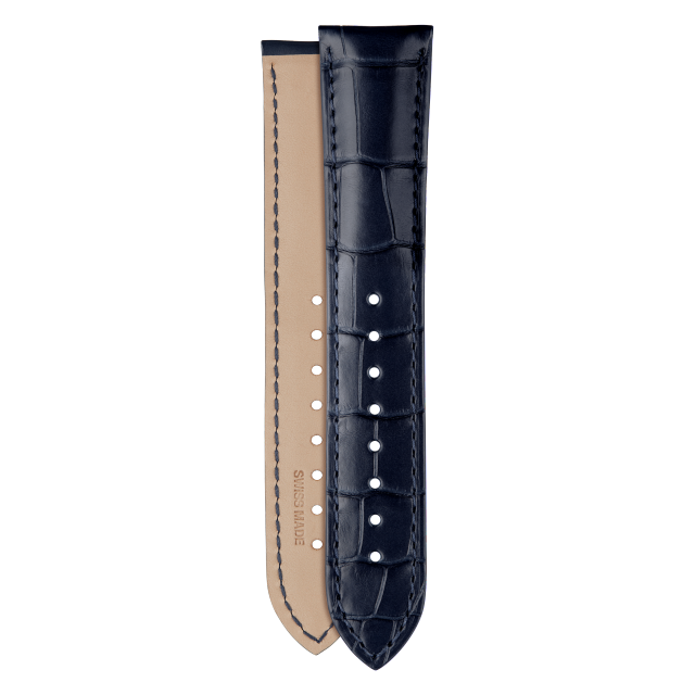 Half-matte dark blue alligator strap