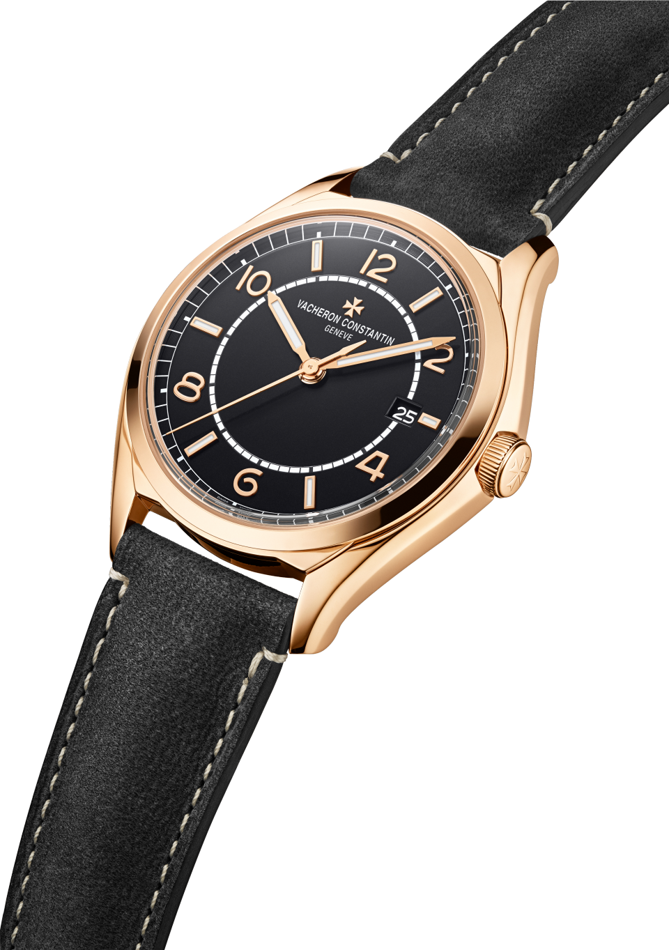3/4 ракурс - Пакшот - Часы - Fiftysix с автоматическим подзаводом - 40 mm Розовое золото c Кожа теленка ремешком