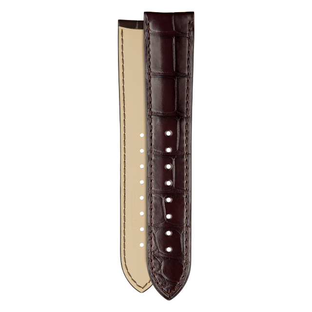 Half-matte dark brown alligator strap