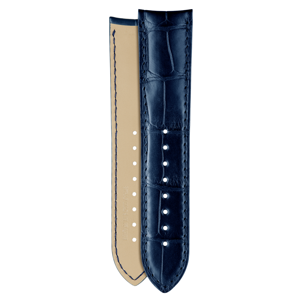 Half-matte dark blue alligator strap for Vacheron Constantin watches - XF082911 Front & Back
