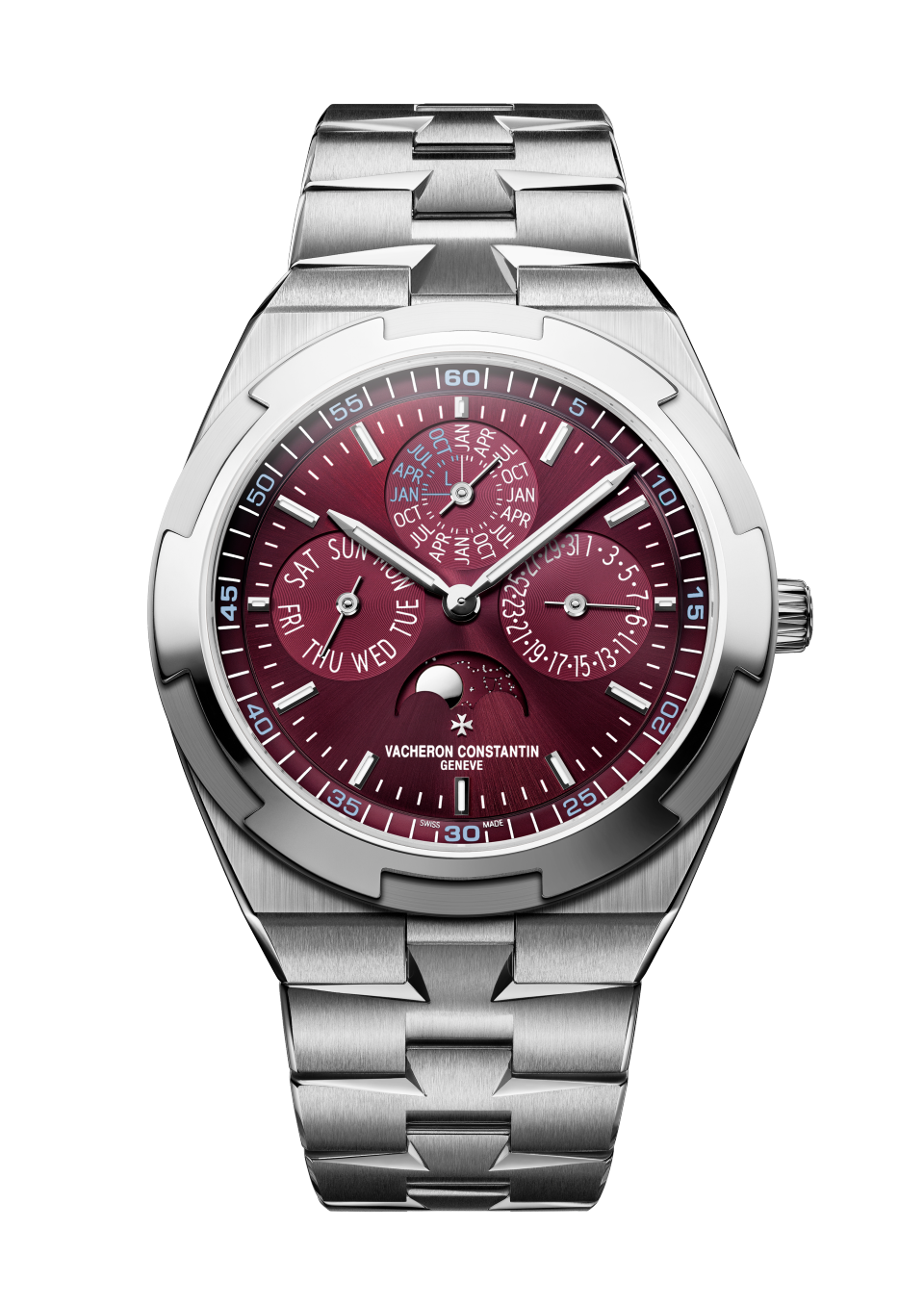 Front view - Packshot - Watch - Overseas perpetual calendar ultra-thin - 41.5 mm White Gold with Rubber strap