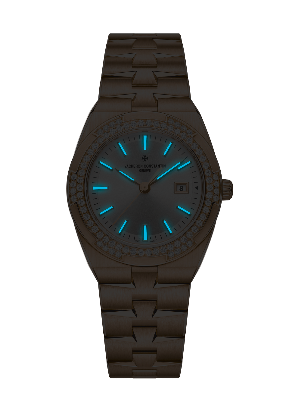 عرض ليلي - صورة مقربة - ساعة يد - أوڤرسيز كوارتز - 33 مم ذهب وردي مع ذهب وردي عيار 18 قيراطًا, المطاط, جلد العجل الأحزمة