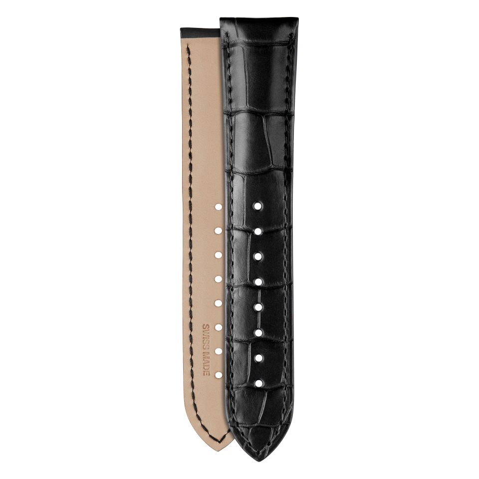 Half-matte black alligator strap for Vacheron Constantin watches - XF082941 Front & Back