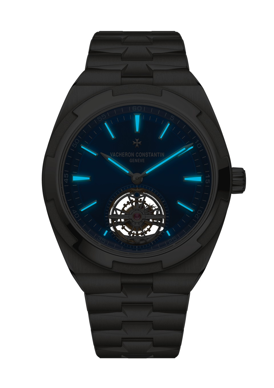 Ночной вид - Пакшот - Часы - Overseas с турбийоном - 42.5 mm Титан c Кожа теленка с зернением, Титан, Каучук Ремешки