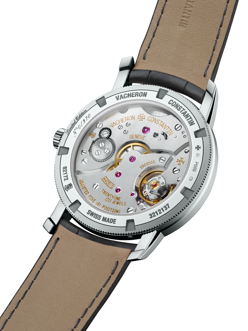 3/4 ракурс - Пакшот - Часы - Traditionnelle с ручным заводом - 38 mm Платина c Кожа аллигатора ремешком