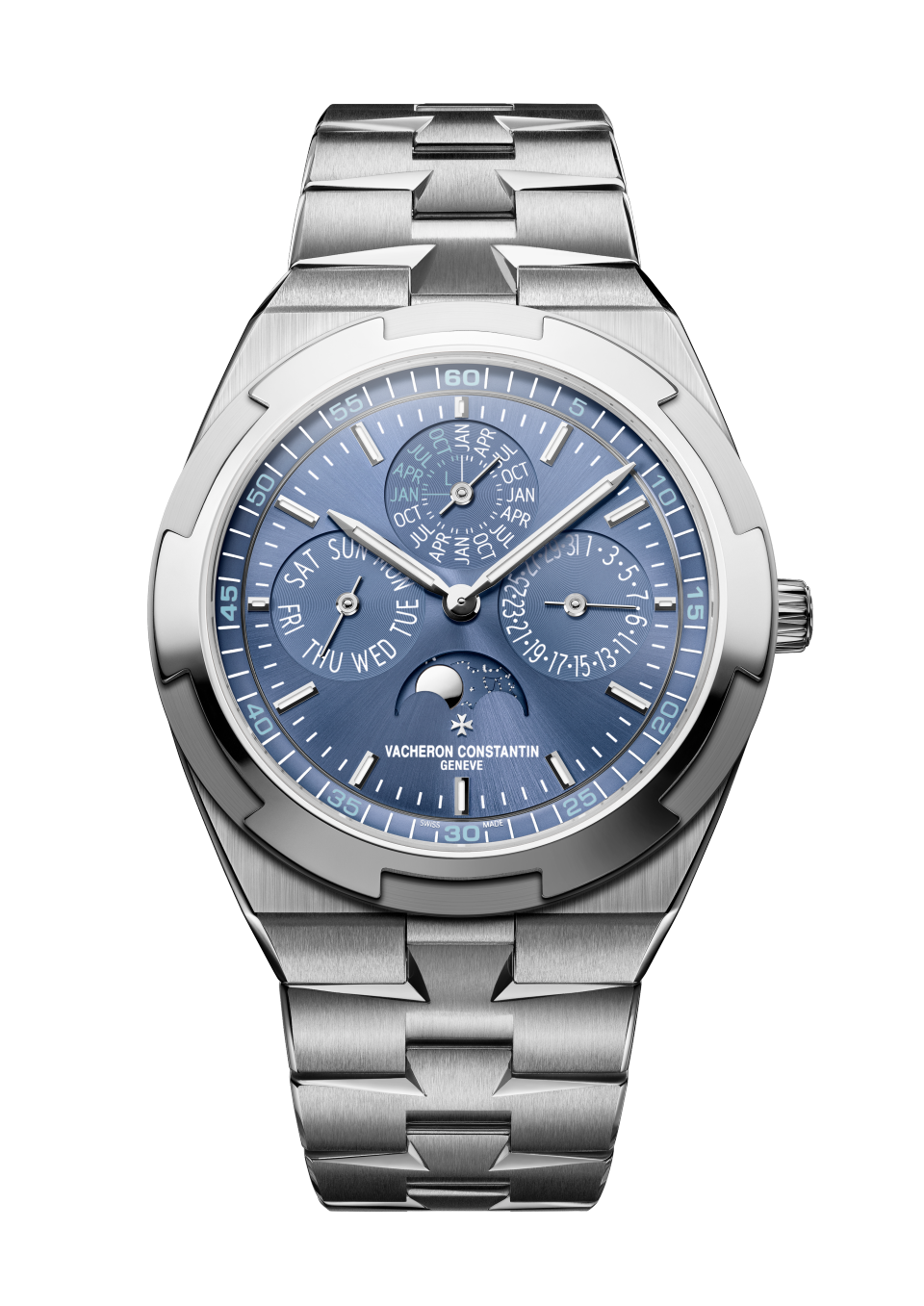 Front view - Packshot - Watch - Overseas perpetual calendar ultra-thin - 41.5 mm White Gold with Rubber, White Gold straps