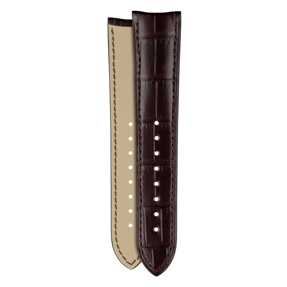 Half-matte dark brown alligator strap for Vacheron Constantin watches - XF082926 Front & Back