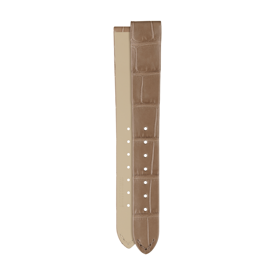 Half-matte dark brown alligator strap for Vacheron Constantin watches - XF082030 Front & Back