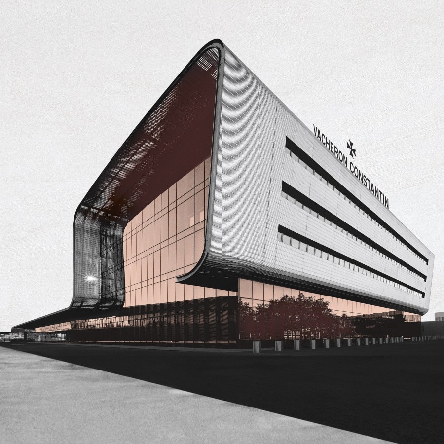 A modern building with glass and grey metal structure..
