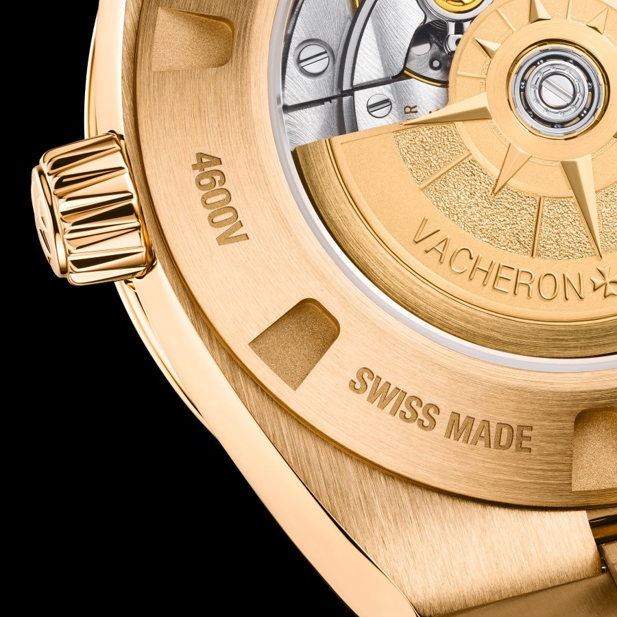 Back of an Overseas Self-winding in pink gold