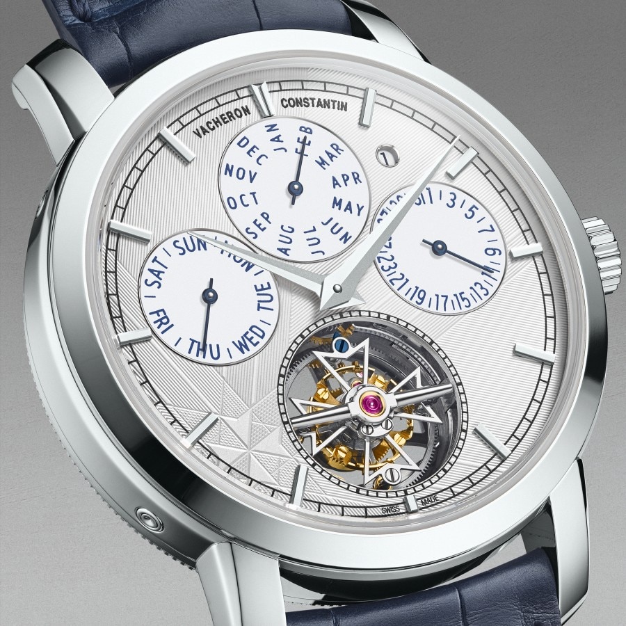 Traditionnelle watch with a white dial and dark blue strap