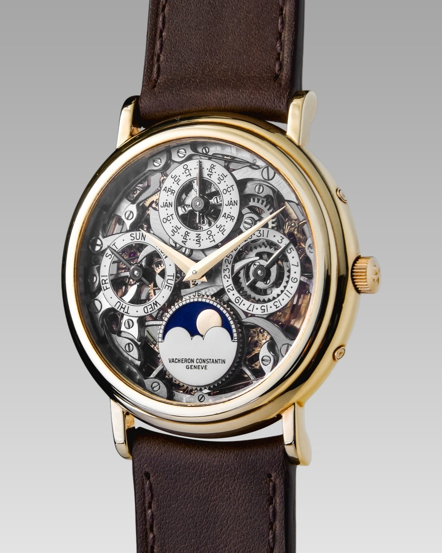 Packshot of a Skeletonised perpetual calendar and moon phase – 1999