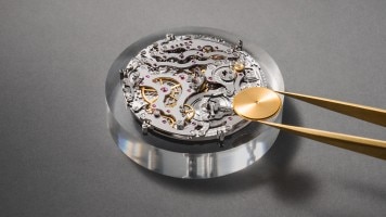 Intricate mechanical watch movement close-up