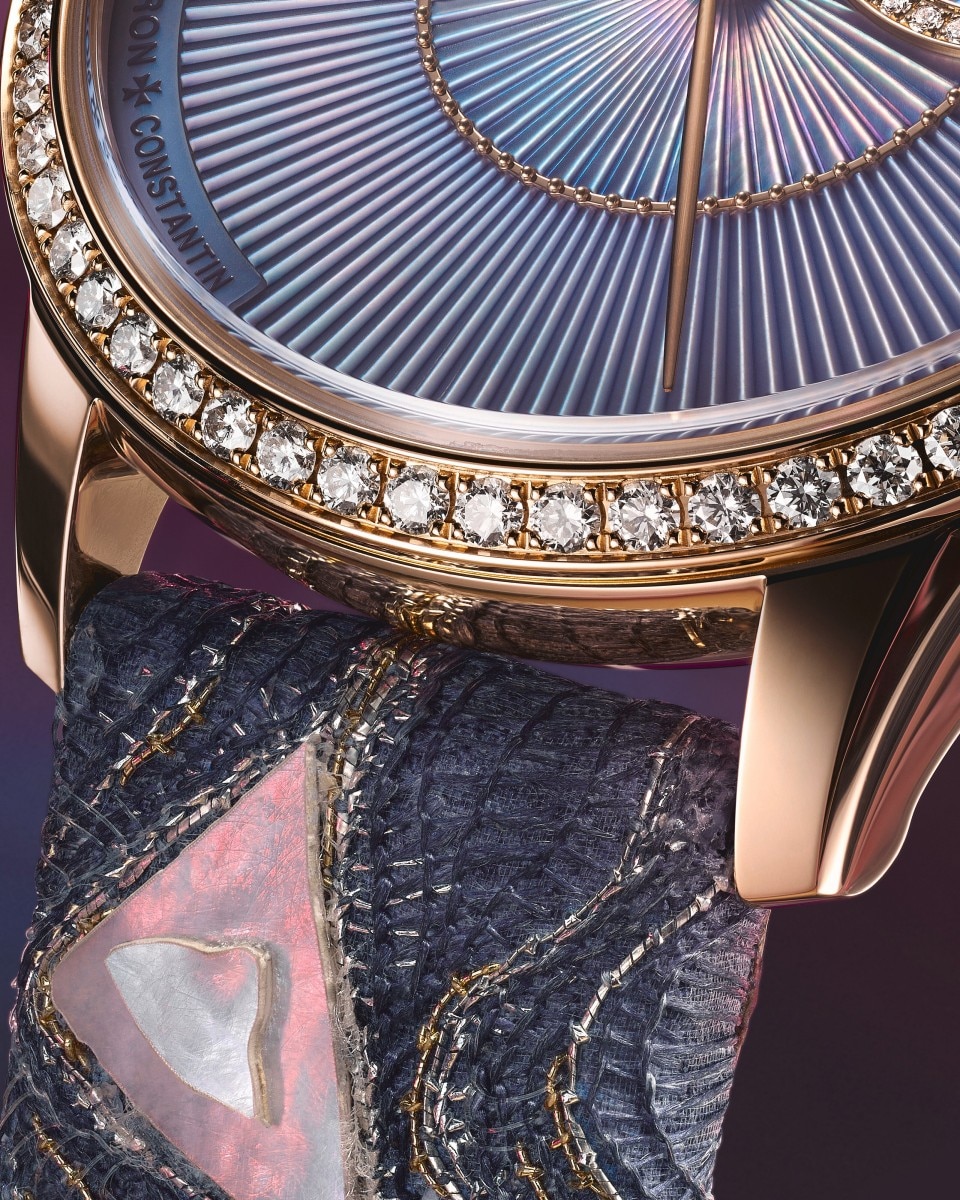 Close-up of the Égérie moon phase watch