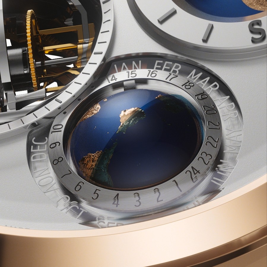 Le Temps Céleste watch showing the alignment of stars hanging in the sky like a gigantic clock