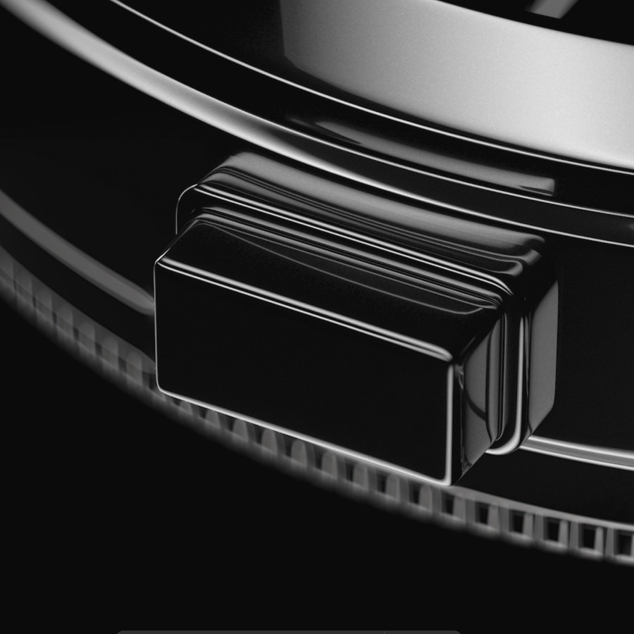 Dark, reflective watch casing details