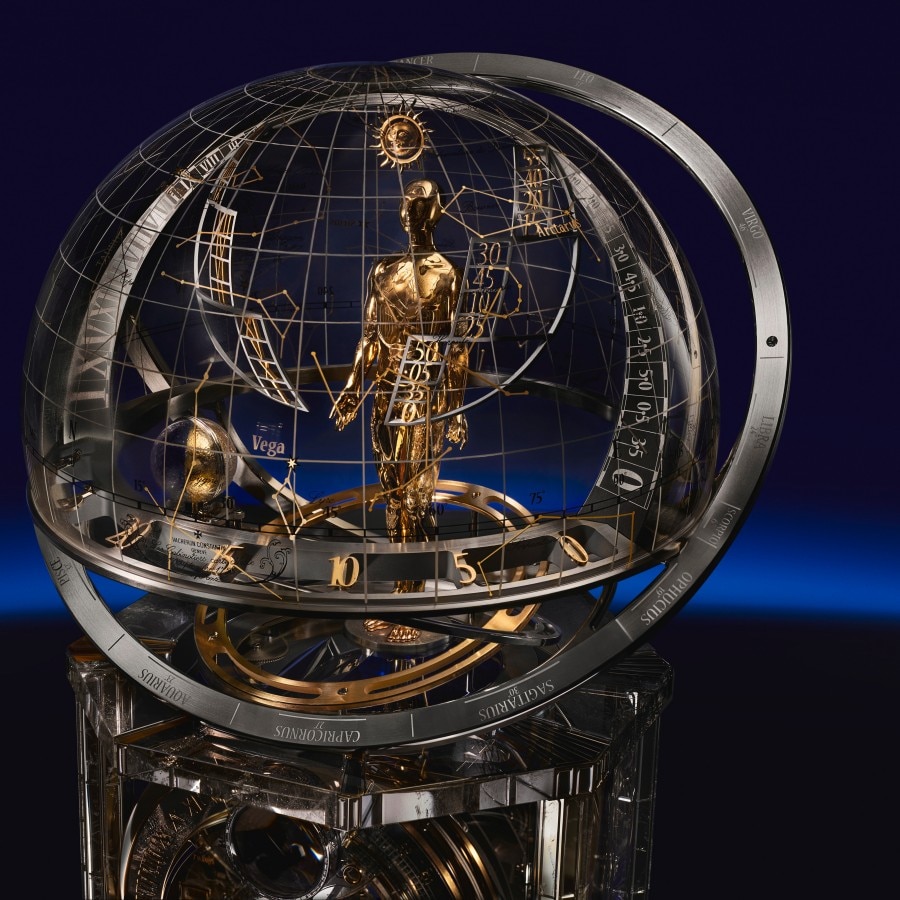 Image illustrating a entire automaton in gold on a watch complication
