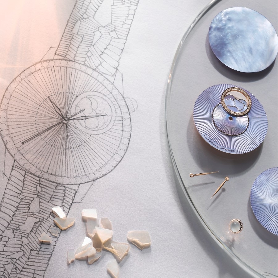 Parts of Égérie moon phase watch